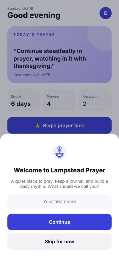 Lampstead Prayer on a phone